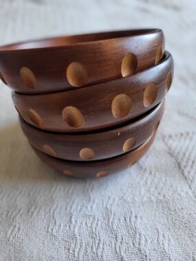 Canadian Maple Hardwood Brown Polka Dot Salad Bowls